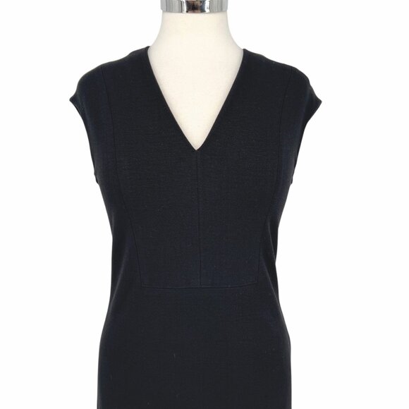 Vince Bib V-Neck Sheath Dress Black Size 6 - Picture 3 of 13